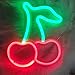 Letreros de Neón de Cereza LED, Decoración de pared Elegante, Carga USB/Batería, Letrero de Pared, Letreros de LED, Decoración de pared para niños/hogar/cafeterí/dormitorio/luz de barra (Rojo)