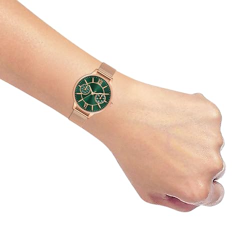 Image of Acnos Luxury Rose Gold Mesh Strap Analog Watch | Multi-Function Dial | Premium Men's & Women's Fashion Wristwatch