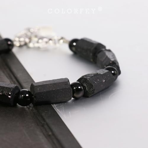 Protection Crystal Black Tourmaline Bracelet for Men, Raw Tourmaline Stone Bracelets Unique Healing Crystal Gemstone Bracelet, Premium Handmade Bead Bracelets Positive Energy Gift for Him4