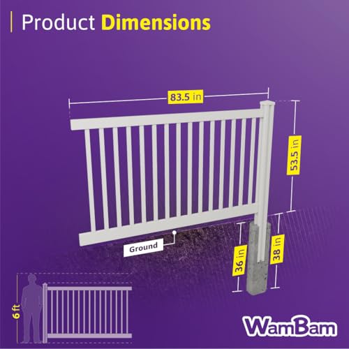 WamBam Traditional VF13002 4'Hx7'W Premium Yard & Pool Vinyl Fence Panel with Post & Cap by WamBam Fence - Image 3