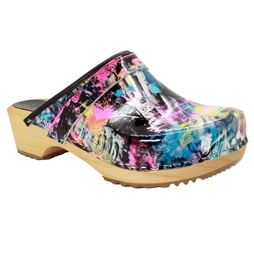 Image of Bjork Maja Wood Open Back Leather Clogs