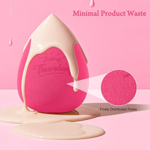 Image of Real Perfection Makeup Sponge Set Blender Sponges, Latex-Free Beauty Makeup Sponges 7 pcs with 1 Travel Container Case for Blending Foundation Liquid Cream and Powder (Rose Red)