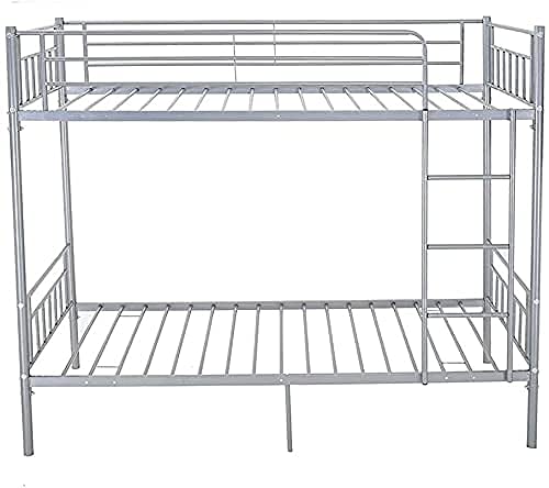 Image of Single Metal Bunk Bed Frame 2 Person for Adult Children Kids Home Furniture (Color : Silver)(Glossy)