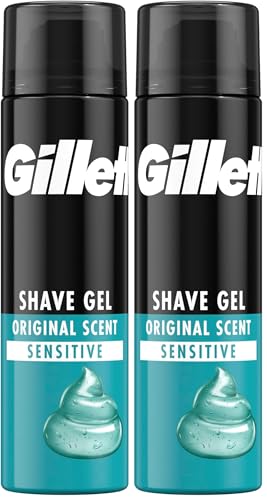 Gel à raser anti-irritations Gillette pour apaiser la peau sensible des hommes lors du rasage