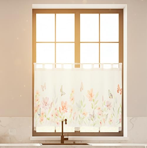 KAMACA Bistrogardine mit Schlaufen Panneau Scheibengardine Küchengardine Kurzstore transparent Küche Schlaufenpanneau Voile Spitze (HxB 60x140 cm Theresia) KAMACA Bistrogardine mit Schlaufen Panneau Scheibengardine Küchengardine Kurzstore transparent Küche Schlaufenpanneau Voile Spitze (HxB 60x140 cm Theresia)