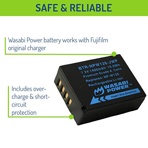 Image of Wasabi Power Battery (4-Pack) for Fujifilm NP-W126 & FinePix HS33EXR, HS50EXR, X-T100, X-T200, X100F, X100V, X-A10, X-E2S, X-E3, X-E4, X-Pro2, X-Pro3, X-T1, X-T2, X-T3, X-T10, X-T20, X-T30, X-T30 II