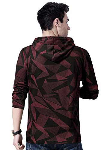 Image of EYEBOGLER Men's Hooded Neck Full Sleeves Printed Regular Fit T-Shirt