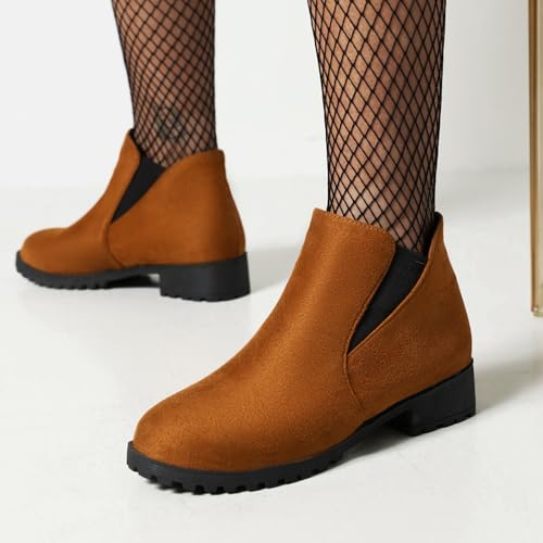 Gicoiz Women Round Toe Casual Slip On Chelsea Boots3