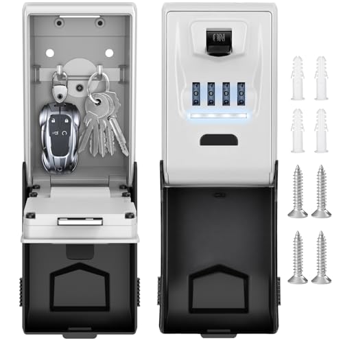 VIBINHO Caja de Seguridad para Llaves con Iluminación, Impermeable Cajetin Llaves con Codigo, para Hogar, Garaje, Oficina