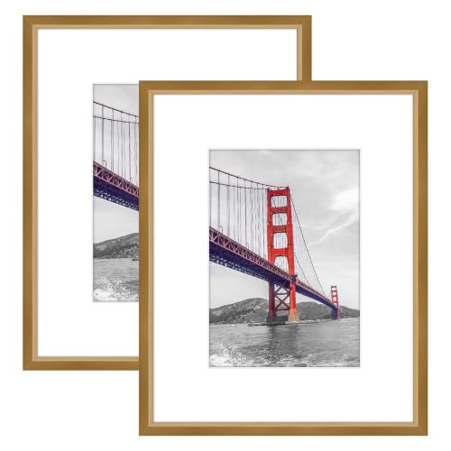 Frametory 8x10 Bronze Aluminum Metal Picture Frame Mat for 5x7 Glass