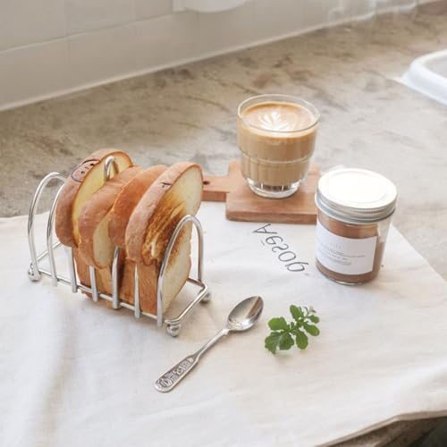 FUSONGQINTANG Toastständer mit Kugelfüßen Toasthalter für 6 Scheiben Edelstahl Toastständerhalter für Frühstück Toast Restaurant Küchenzubehör