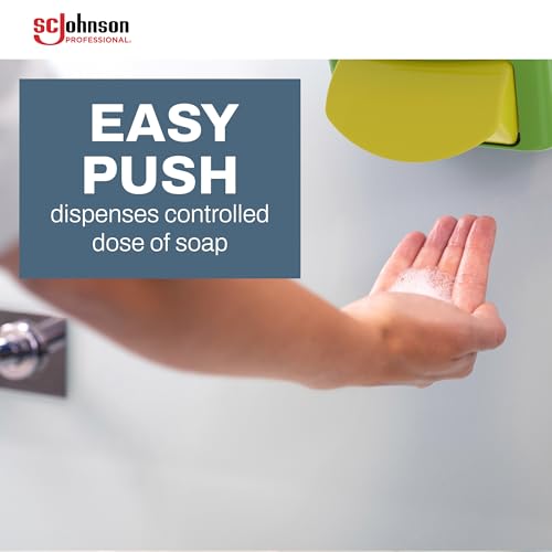 Image of SC Johnson Professional Clear Foam Dispenser and Refill Starter Kit, Kids Wall Mount Soap Dispenser for Hand Soap, 1 Clear Foam Hand Wash, 1 Liter Cartridge, 33.8 fl. oz., for Professional Use Only