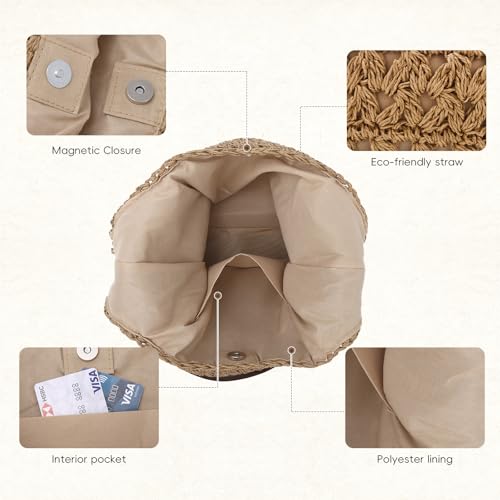 KUANG! Bolsa de mano de paja tejida para mujer miniatura 5
