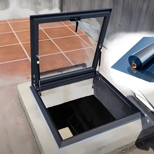 Valdoza Roof Skylight for Home, Multi-Angle Roof Viewing Aluminium Window, Horizontal Roofs Skylights, Aluminum Alloy Frame and Double Insulating Glass, for Attic/Sun Room(LxW 60x55cm/23.6x21.7in)