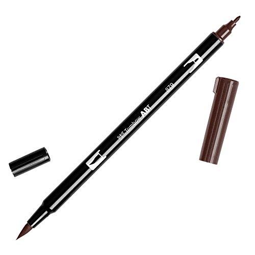 Tombow 56602 Dual Brush Pen Art Marker, 879 - Brown, 1-Pack. Blendable, Brush And Fine Tip Marker #TOP11