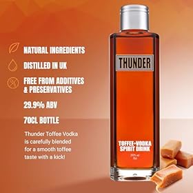 Indulge in Thunder Toffee Vodka – Order Your 5x Distilled, All-Natural Premium Blend – 70cl, 29.9% ABV Indulge in Thunder Toffee Vodka - Order Your 5x Distilled, All-Natural Premium Blend - 70cl, 29.9% ABV – THUNDER
