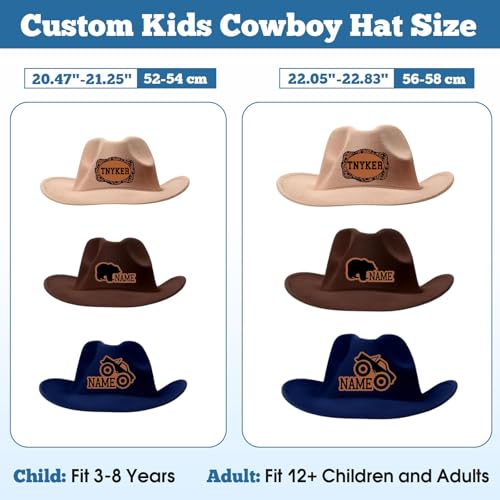 Personalized Toddler Boys Cowboy Hat, 2-8t Kids Western Cowboy Hat, Custom Name Sewn Leather Patch Cowgirl Hat2