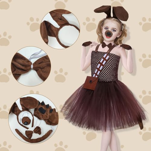 TUONYIS 5 PCS Dachshund Costume Set,Puppy Dog Costume,Dog Ears Headband and Dog Tail Animal Costume,Dog Fancy Dress Animal Costume Accessories for Halloween Cosplay Party (5 PCS) - Image 3