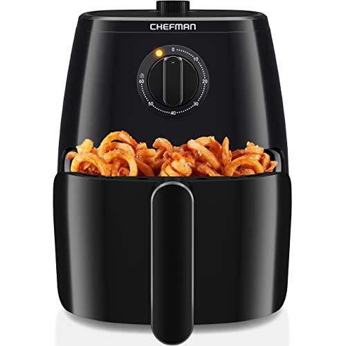 Chefman TurboFry 5-Quart Air Fryer, Dishwasher Safe Basket & Tray, Use Little to No Oil For Healthy Food, 60 Minute Timer, Fry Healthier Meals Fast, Heat And Power Indicator Light, Temp Control, Black