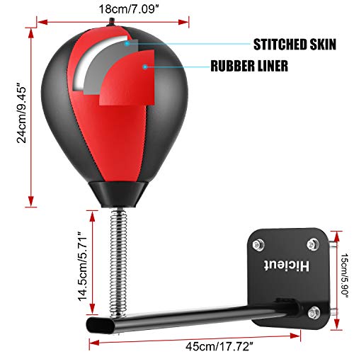 Hicient Boxing Speed Bag with Free Air Pump, Boxing Reflex Ball Wall Punching Bag for Training Boxing Sports (Red)