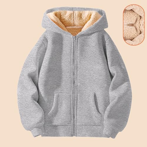 Unisex Boys Girls Hoodies Zip Up Sherpa Lined Fleece Warm Jackets Zip up Hooded Sweatshirt Casual Winter Coats for Kids3