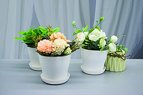 Jeria 16-Pack 4" Plastic Flower Plant Pots Thickened Seedlings Nursery Pots, Flower Plant Container Seed Starting Pots With Pallet (White) #TOP6