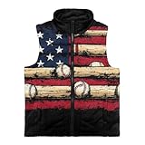 Dolyues Chaleco deportivo para niños con bolsillos y cremallera completa, diseño de 2 a 12 años, Bandera de béisbol de EE. UU, 4 años