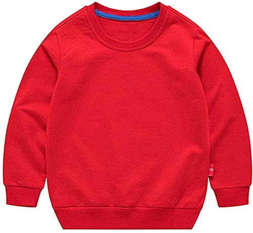 Image of HAXICO Unisex Kids Solid Cotton Thin Pullover Sweatshirt T-Shirt Toddler Baby Crewneck Long Sleeve Tshirts Tops Blouse