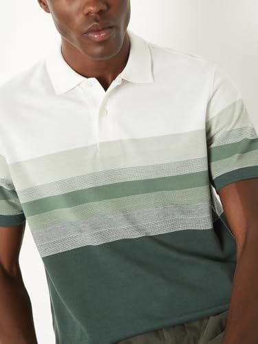 Image of Max Men's Half Sleeves Regular Fit Striped Polo T-Shirt