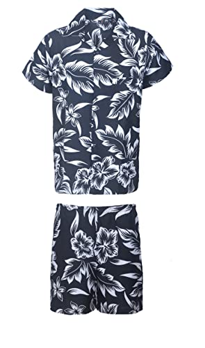 Ensemble de déguisement hawaïen homme t-shirt short costume exotique BK floral XL