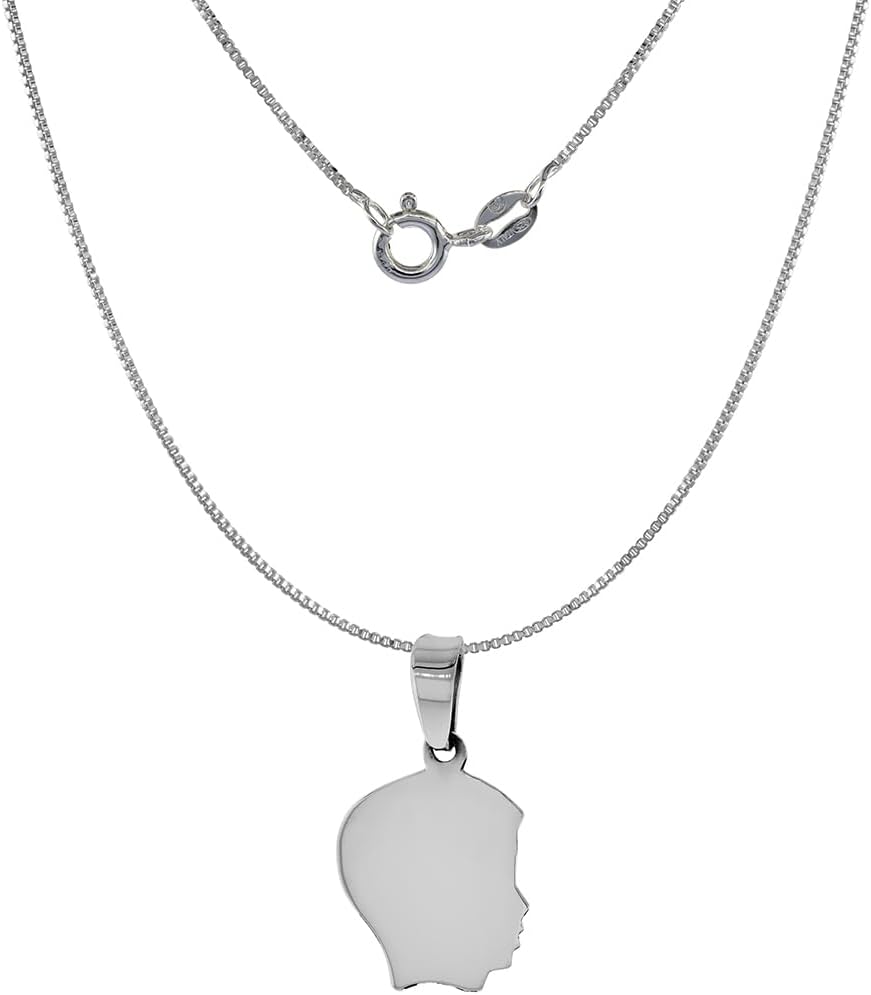Small Sterling Silver Boy Silhouette Charm Pendant for Women with Removeable Bale for Charm Bracelets 13/16 inch tall sold with or Without Chain