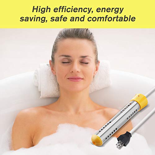 Immersion Heater, Electric Submersible Instant Water Heater with Metal Guard Cover Portable Bucket Heater to Heat 5 Gallons of Water in Minutes for Bathtub,Inflatable Pool - Thumbnail 7