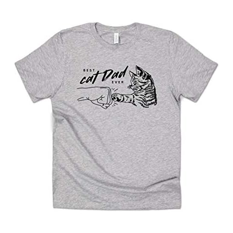 Sanfran Clothing Best Cat Dad Ever Top Funny Crazy Kitten Fist Bump Joke Retro T-Shirt 5XL / Light Grey Cover