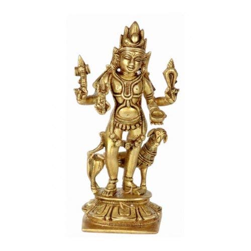 Brass Lord Bhairav Statue - (5.5 x 3-inches, Gold)