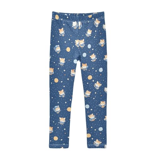 Wusikd Space Cats Girls' Leggings Toddler Doodles Kids Yoga Pants Dance Active Tights 4T