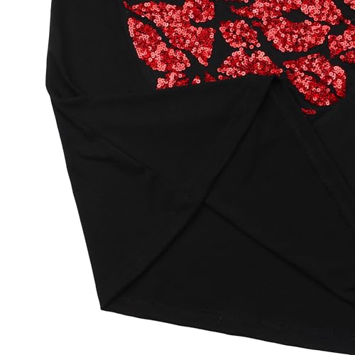 Image of PESION Womens Short Sleeve T-Shirt Sequined Tops O-Neck Funny Graphic Tees Blouse