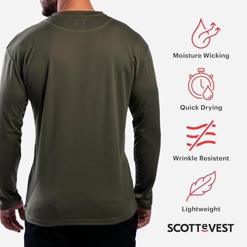 SCOTTeVEST Long Sleeve Performance T-Shirt for Men - 3 Hidden Pockets - Moisture Wicking Shirt for Travel & More3