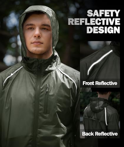 Image of SWISSWELL Mens Cycling Rain Jacket Waterproof Lightweight Windbreaker Jackets for Men Raincoat with Hood