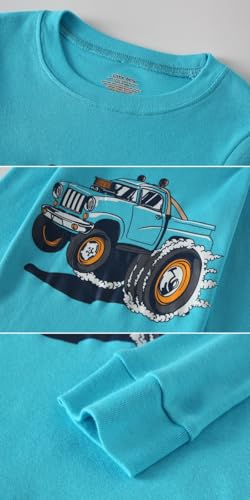 Image of Little bety Cotton 4 Piece Pajamas Boys Long Sleeve Sets Toddler Boys Pjs Kids Sleepwear Sets