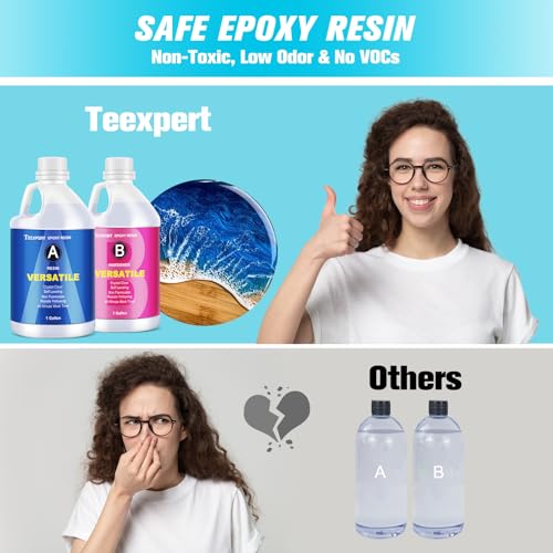 Image of Teexpert Epoxy Resin Crystal Clear: 2 Gallon Epoxy Resin Kit Casting Resin Non Toxic High Gloss for Casting Coating Art DIY Craft Jewelry Wood Table - 2 Part(1gallon Resin and 1gallon Hardener)