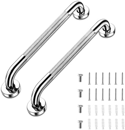 2 Pack 12 Inch Shower Handle Grab Bars for Bathtubs and Showers LONVICHTT Anti Slip Bathroom Handicap Grab Bars for Showers Stainless Steel Bath Handle, Bathroom Safety Bars, Senior Assist Bath Handle