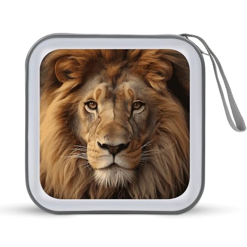 Étui de rangement pour CD/DVD 40 compartiments en plastique imprimé Lion africain