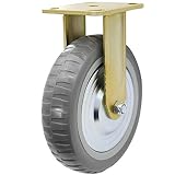 Casoter 8" Gold Top Plate Fixed Caster No Brake Polyurethane PU Wheel with Tyre Veins, Heavy Duty In