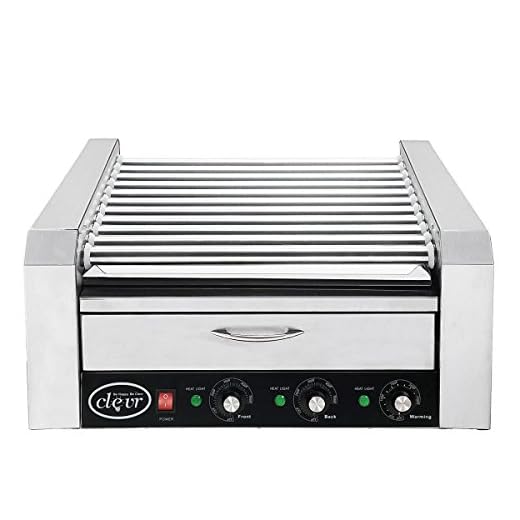Clevr Commercial 11 Roller and 30 Hotdog Roller Machine, with Bun Warming Drawer, Hot Dog Grill Cooker with Bun Warmer
