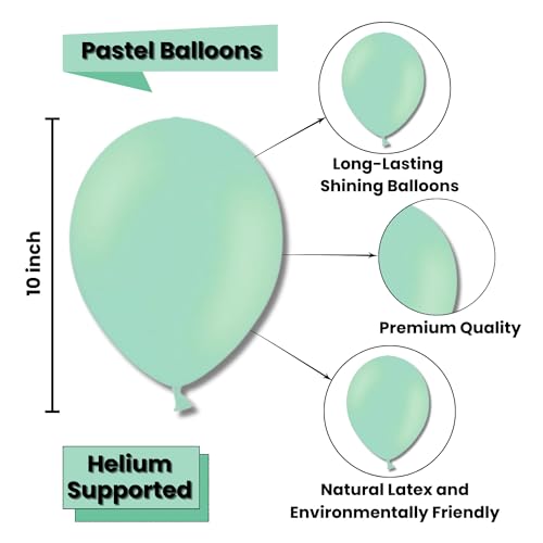 Image of 1iAM Happy Birthday Decoration Combo Including Happy Birthday Foil Balloon and Pastel and Confetti Balloons (Mint Green and Silver | Set of 106)