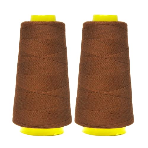 Image of Mandala Crafts Russet Brown Mercerized Cotton Thread Cones, Sewing Quilting | 2400 Yds 50 WT, 100% Long Staple Cotton, Multipurpose, for Embroidery, Piecing, Sergers, Applique, Machine and Hand Sewing
