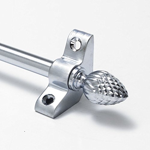 Set of 13, Stair Carpet Rods, Pine Finials, Suitable for Carpet Runners Up to 70 Centimetre Wide. (Satin Chrome)