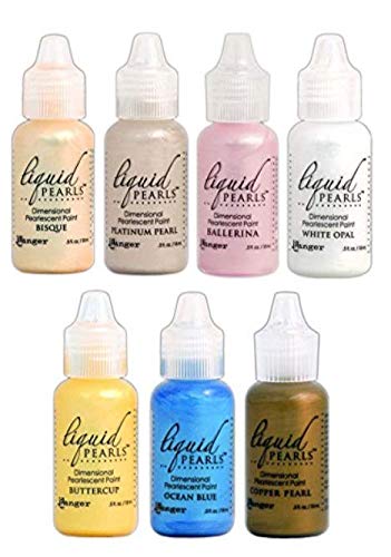 Ranger - Liquid Pearls Favorites Bundle of 7 Colors - Ballerina, Copper Pearl, Platinum Pearl, White Opal, Bisque, Buttercup and Ocean Blue