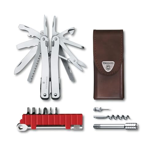 36-function Swiss-made multi-tool with a ratchet driver and needle-nose pliers — this is the apex predator of pocket tools, built in Switzerland to last a lifetime.