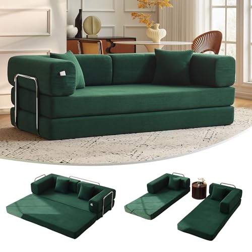 Carzzi-Life 79" Convertible Sofa Bed with Pillows, Corduroy Folding Sleeper